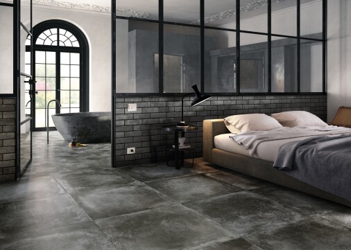CERDISA - mosaico-esagona-decoro-reden-dark-grey-letto